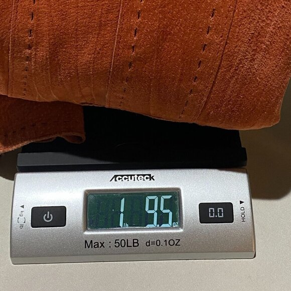 VTG Anne Klein A-Line Womens Suede Leather Jacket Size 12 Orange Brown Cropped - Picture 11 of 11